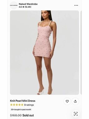 Naked, wardrobe, pink dress with Pearl embellishment sold out online